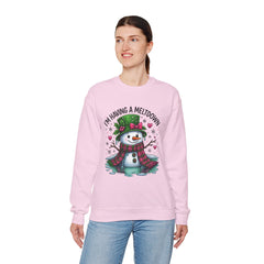 "I'm Having a Meltdown" Beautiful Melting Snowman Christmas Gildan Crewneck