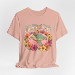 Seas the Day Turtle Tee — Vintage Floral Beach T-Shirt