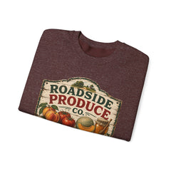 Roadside Produce Co. Crewneck Sweatshirt — Vintage Farmstand Graphic- Southern Heritage
