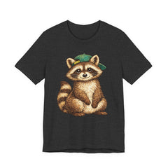 Cute Raccoon Graphic Tee — Adorable Cartoon Raccoon with Green Cap