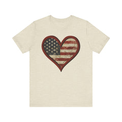 Patriotic Heart Tee - Love USA, American Pride Shirt, 4th of July, Independence Day, Memorial Day, Gift for Her