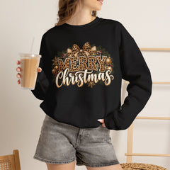 Merry Christmas Vintage Pinecone Design- Leopard Print