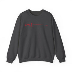 Love Script Crewneck Sweatshirt — Minimal Red Handwritten Design