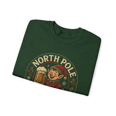 North Pole Brewing Co. Holiday Sweatshirt, Christmas Gift, Unisex Cozy Crewneck, Winter Apparel, Elf Festive Casual Wear