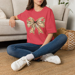 Vintage Newspaper Print Pen & Ink Bow T-Shirt
