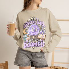 Doomed Crystal Ball Crewneck Sweatshirt — Cute Pastel Gothic Fortune-Telling Graphic