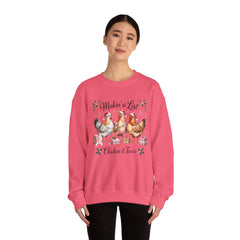 "Makin' a List, Chicken It Twice" Christmas Chicken Crewneck Gildan Sweatshirt