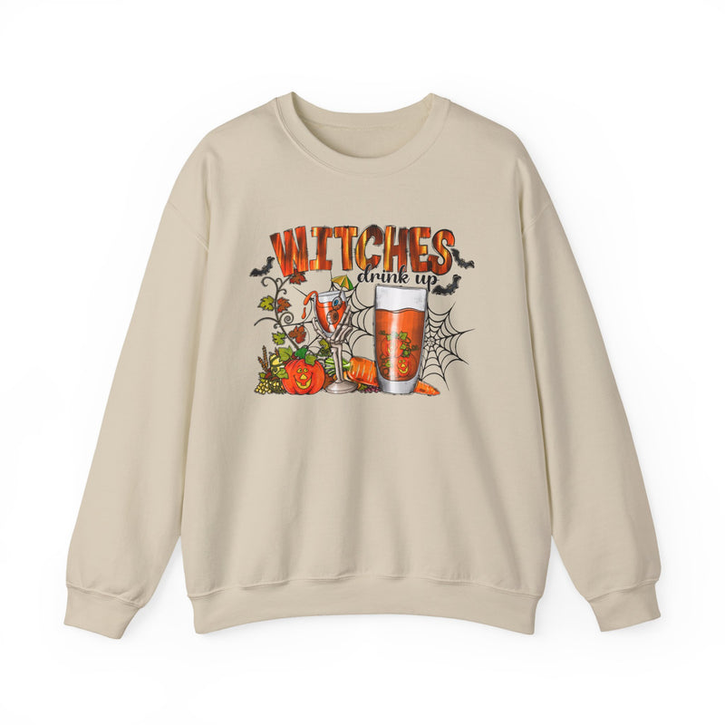 Witches Drink Up Sweatshirt, Unisex Halloween Apparel, Cozy Fall Sweatshirt, Spooky Season Gear, Perfect for Halloween Parties