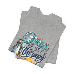 Ocean Is My Therapy T-Shirt — Beach Lighthouse Sunset Tee