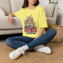 "If I Were a Unicorn I Would Stab You With My Horn" Funny Graphic Tee