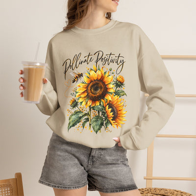 Sunflower Pollinate Positivity Crewneck Sweatshirt, Bee,