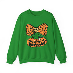 Halloween Pumpkin Bow Sweatshirt, Fall Fashion, Cozy Crewneck, Unisex Sweatshirts, Holiday Apparel, Seasonal Gift