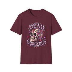 "Dead Gorgeous" T‑Shirt- Skull Floral- Halloween Vibes
