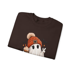 Cozy Pumpkin Ghost Sweatshirt – Cute Halloween Fall Crewneck