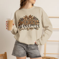 Merry Christmas Vintage Pinecone Design- Leopard Print