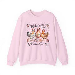 "Makin' a List, Chicken It Twice" Christmas Chicken Crewneck Gildan Sweatshirt