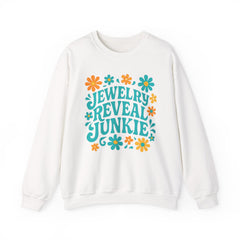 Jewelry Reveal Junkie Sweatshirt by Gildan, Cozy Unisex Crewneck, Gift for Jewelry Lovers