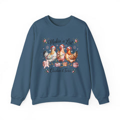 "Makin' a List, Chicken It Twice" Christmas Chicken Crewneck Gildan Sweatshirt