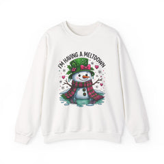"I'm Having a Meltdown" Beautiful Melting Snowman Christmas Gildan Crewneck