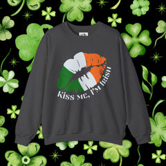 St. Patrick's Day Unisex Crewneck- “Kiss Me, I’m Irish” Flag Lips