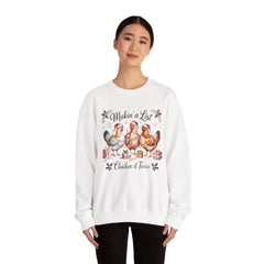"Makin' a List, Chicken It Twice" Christmas Chicken Crewneck Gildan Sweatshirt