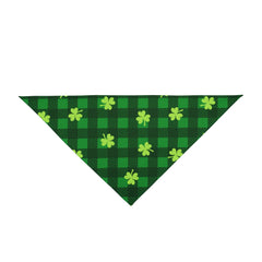 St. Patrick's Day Pet Bandana - Clover on Plaid
