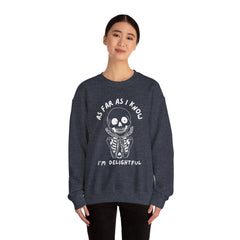 As Far As I Know, I'm Delightful Skeleton Sweatshirt, Crewneck, Halloween Outfit, Casual Wear, Cozy Gift