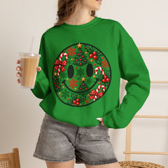 Christmas Smiley Crewneck Sweatshirt — Festive Holiday Smile Graphic