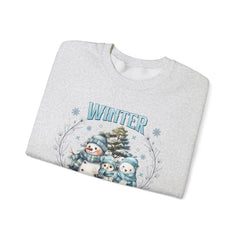 Winter Wonderland with Snowmen - Crewneck Sweatshirt -  Blue Design