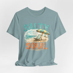 Salty Soul Beach T-Shirt — Vintage Umbrella & Chair Summer Tee