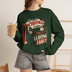 "My Favorite Christmas Tradition is Leaving Early" Vintage Holiday Christmas Crewneck
