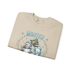 Winter Wonderland with Snowmen - Crewneck Sweatshirt -  Blue Design