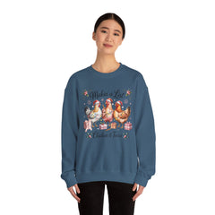 "Makin' a List, Chicken It Twice" Christmas Chicken Crewneck Gildan Sweatshirt