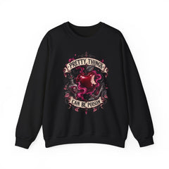 Crewneck Sweatshirt — “Pretty Things Can Be Poison” Gothic Apple Graphic