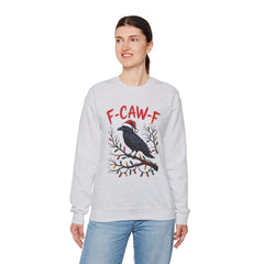 "F-CAW-F" Festive Raven Holiday Christmas Crow Crewneck Gildan Sweatshirt