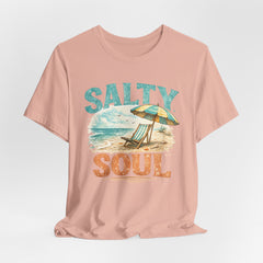 Salty Soul Beach T-Shirt — Vintage Umbrella & Chair Summer Tee
