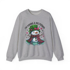 "I'm Having a Meltdown" Beautiful Melting Snowman Christmas Gildan Crewneck