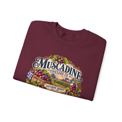 Muscadine Vineyard Crewneck Sweatshirt — Vintage Grape Winery Graphic - Southern Heritage