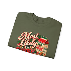 Eggnog Crewneck Sweatshirt – “Most Likely to Spike the Eggnog” Holiday Sweater