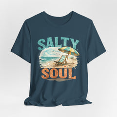 Salty Soul Beach T-Shirt — Vintage Umbrella & Chair Summer Tee