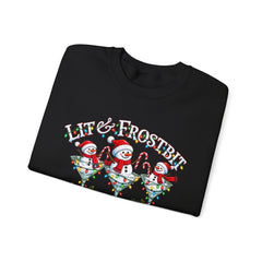 Lit & Frostbit Design | Festive Christmas Martinis, Winter Parties, Snowman Apparel, Christmas Party Sweatshirt