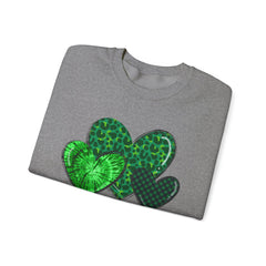 Green Heart Patterns Unisex Heavy Blend Crewneck Sweatshirt | St. Patrick's Day/Christmas
