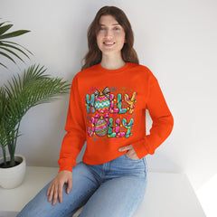 Holly Jolly Crewneck Gildan Sweatshirt — Colorful Christmas Ornament Holiday Sweater