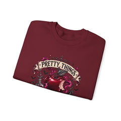 Crewneck Sweatshirt — “Pretty Things Can Be Poison” Gothic Apple Graphic
