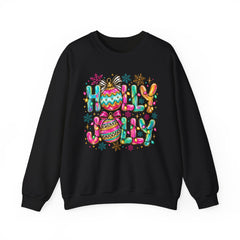 Holly Jolly Crewneck Gildan Sweatshirt — Colorful Christmas Ornament Holiday Sweater