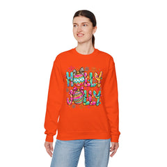 Holly Jolly Crewneck Gildan Sweatshirt — Colorful Christmas Ornament Holiday Sweater