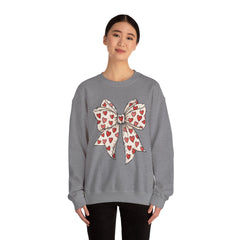 Valentine Heart Bow Sweatshirt — Cute Ribbon Graphic Crewneck