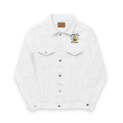 WHITE -Unisex Embroidered Denim Jacket, Queen Bee Fizzin Apparel, Trendy Fashion Jacket, Gifts for Her, Casual Streetwear