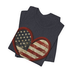 Patriotic Heart Tee - Love USA, American Pride Shirt, 4th of July, Independence Day, Memorial Day, Gift for Her