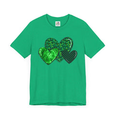 Green Hearts St. Patrick's Day Tee - Unisex Short Sleeve Shirt / Christmas